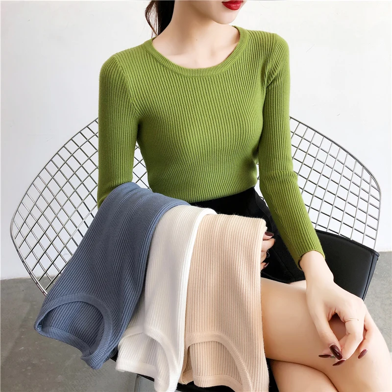 Зимняя одежда вязаные женские свитера пуловеры базовый женский джемпер на весну
