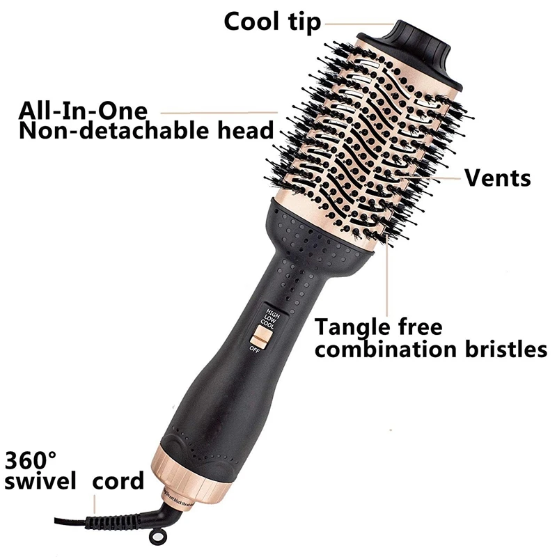 

EU Plug Rofessional CHJ Hair Hot Air Dryer Brush 4 in 1 Curling Iron Electric Rotating Wave Curlers Rollers Hair Styling Tools