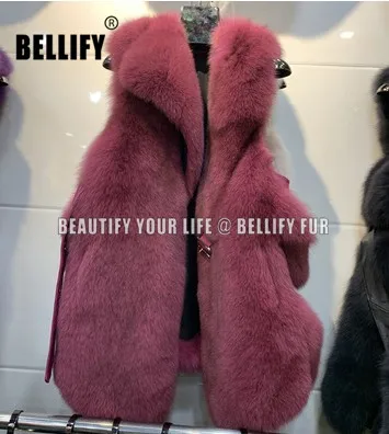 

New Fashion women autumn winter Large Drop Fox Fur Vest Girls Long Fur waistcoat