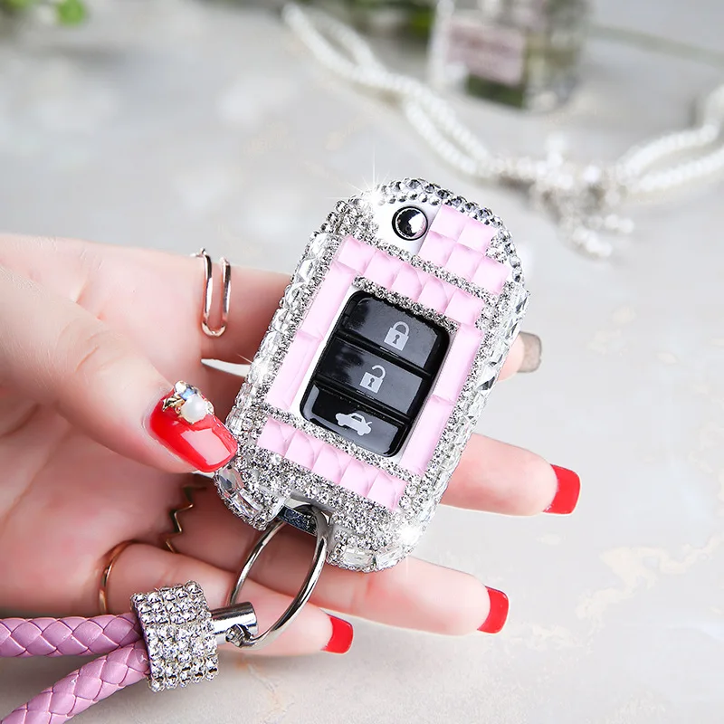 

Crystal Diamond Car Key Case Cover Protection For Honda Civic CR-V HR-V Accord Jade Crider Odyssey 2015- 2018 Car Styling