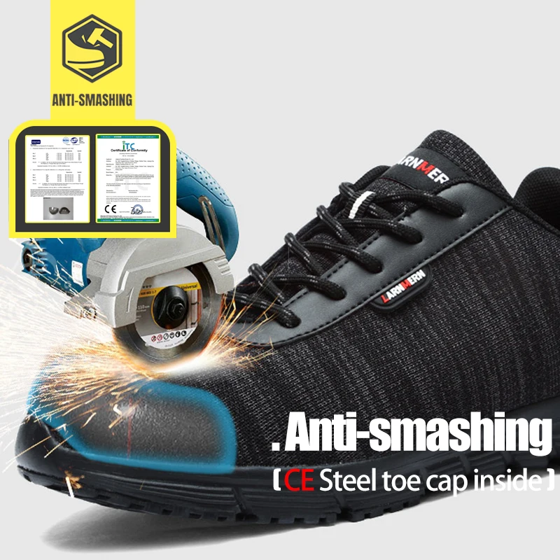Мужская защитная обувь LARNMERN S1P стальной носок Антистатическая легкая дышащая для
