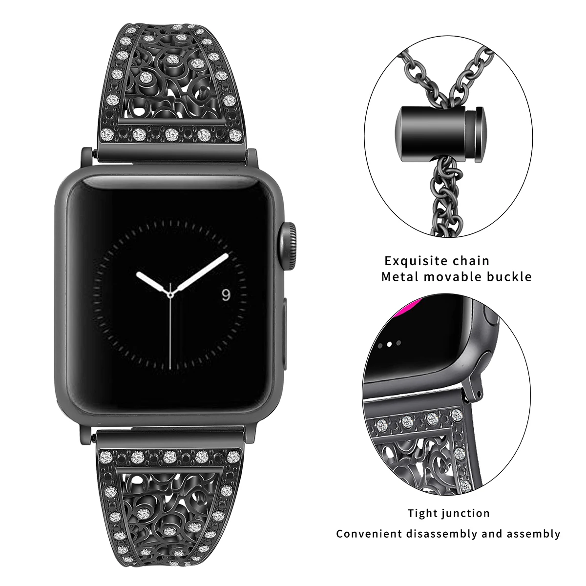 Блестящий ремешок для часов Apple Watch стразы со стразами сменный Браслет