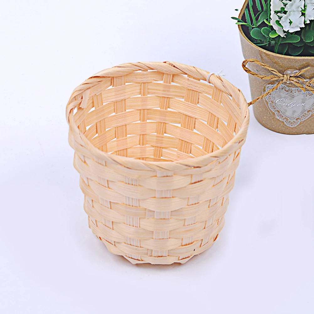 

Flower Pot Basket Desktop Debris Finishing Home Storage Bamboo Weaving Product Sundries Organizer Rattan Plant Box Wicker Basket