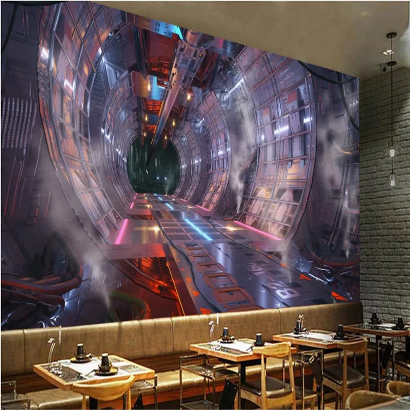 

Космическая настенная 3D фотобумага, туннель для космоса и времени, промышленный декор, s-бар, KTV, тематический фон для ресторана, 3D обои