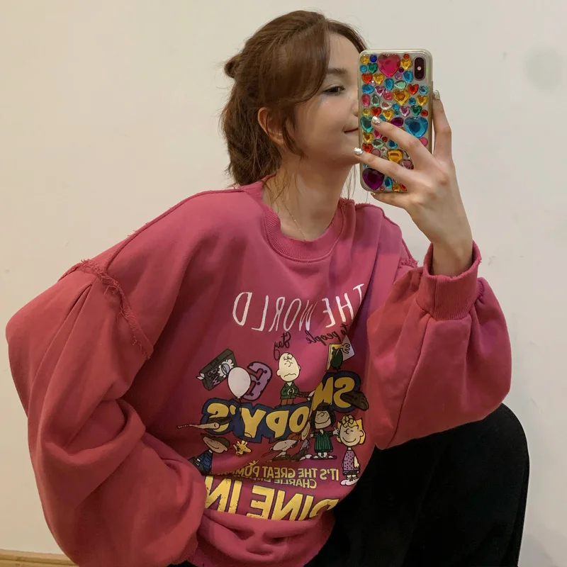 

Женский свитер в американском стиле, тонкий Свободный Топ в Корейском стиле на весну и осень