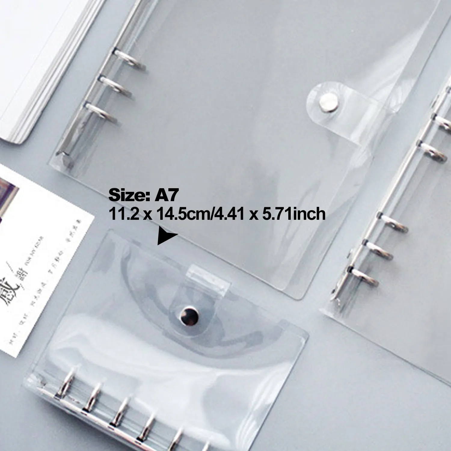 A7 Transparent Ring Binder 6 Round Soft PVC Loose Leaf Notebook Cover Folder Protector with Snap Button | Канцтовары для офиса и