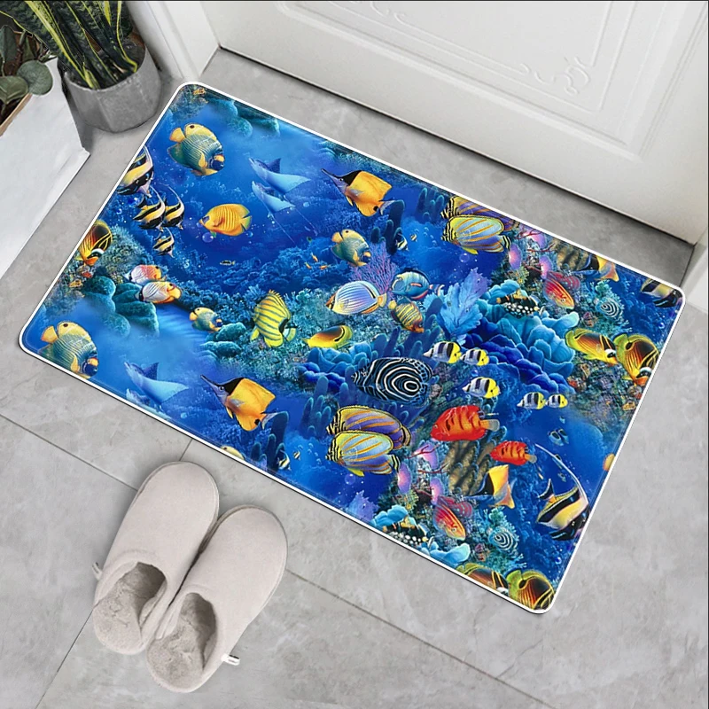 

Kitchen Carpet Floor Mats for Living Room Underwater World Doormat Deer Nordic Kitchen Bathroom Anti-Slip Rug Door Mat 3D Carpet