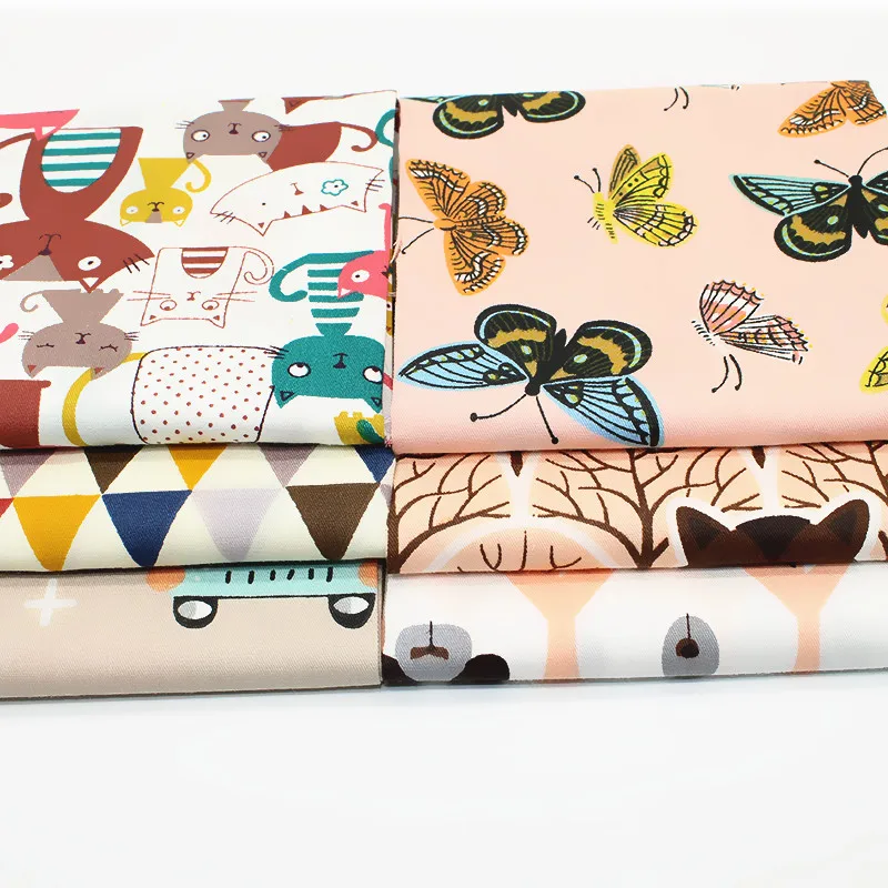 

6 Pcs/Lot,Animal Style Printed Twill Cotton Fabric,Patchwork Clothes For DIY Sewing Quilting Baby&Children's Material,40cmx50CM