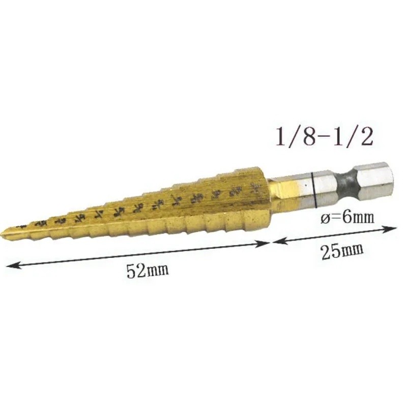 

1pcs HSS Titanium Coated Step Drill Bit Drilling Power Tools Metal High Speed Steel Wood Hole Cutter Cone Drill