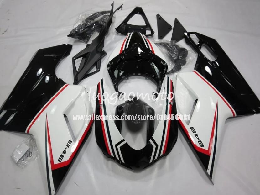 

Комплект обтекателей из АБС-пластика для кузова rglossy blk whiteDucati 848 1098 1198 2007 2008 2009 2010 2011 07 08 09 10 11