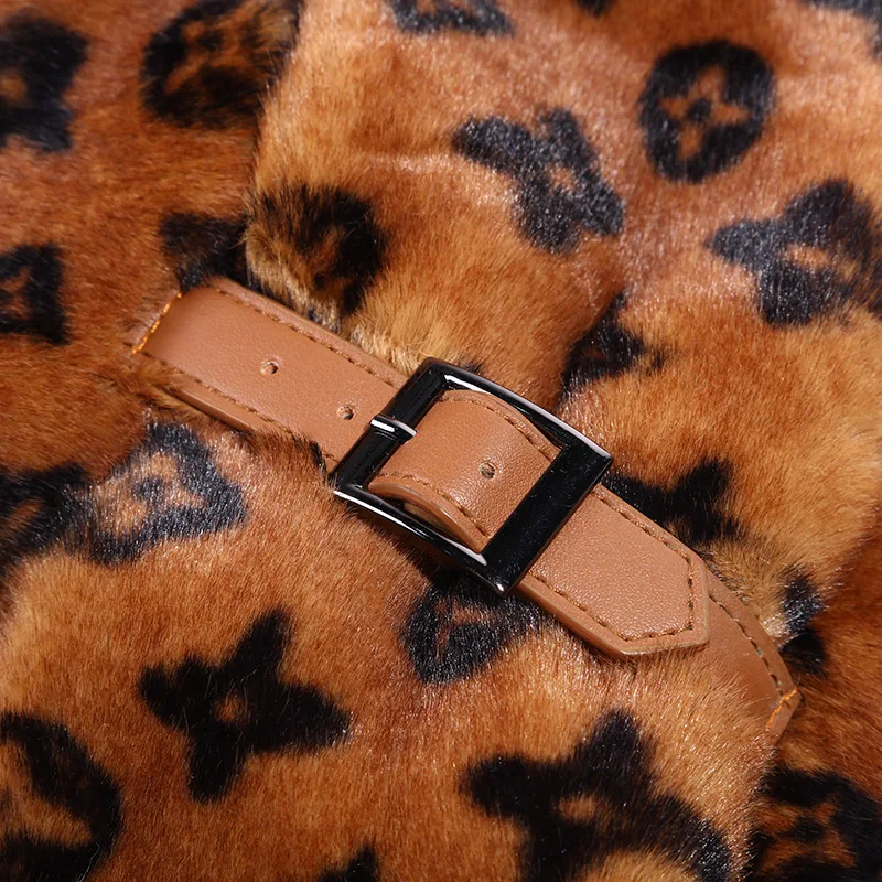 Новый женский плюшевый шарф-снуд с принтом кролика зимний модный теплый кожаный