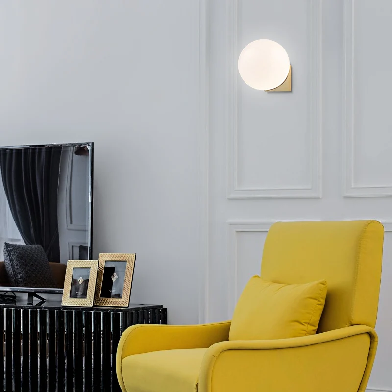 Скандинавское стекло шар бра лампа для спальни настенный светильник зеркало