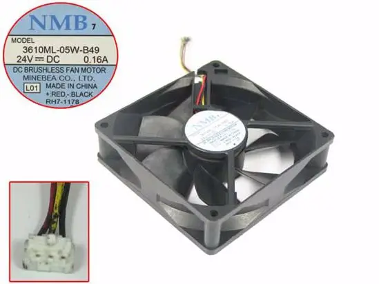 NMB MAT 3610ML 05W B49 L01 DC 24V 0.16A защитного стекла 92x92x25 мм 3 Провода Сервер вентилятор