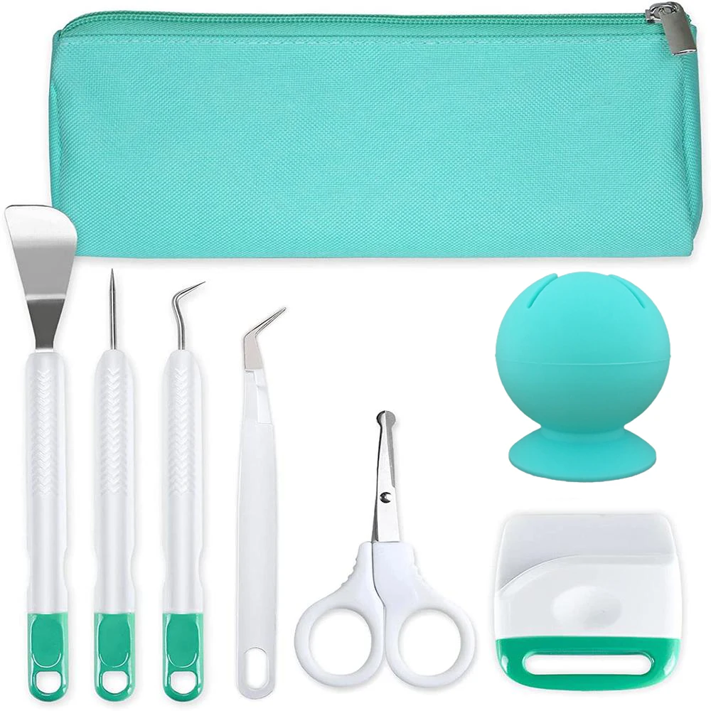 

8pcs Craft Vinyl Weeding Tools Set With Vinyl Scrap Collector Carrying Bag Basic Vinyl Diy Silhouettes Cameos Lettering Tool