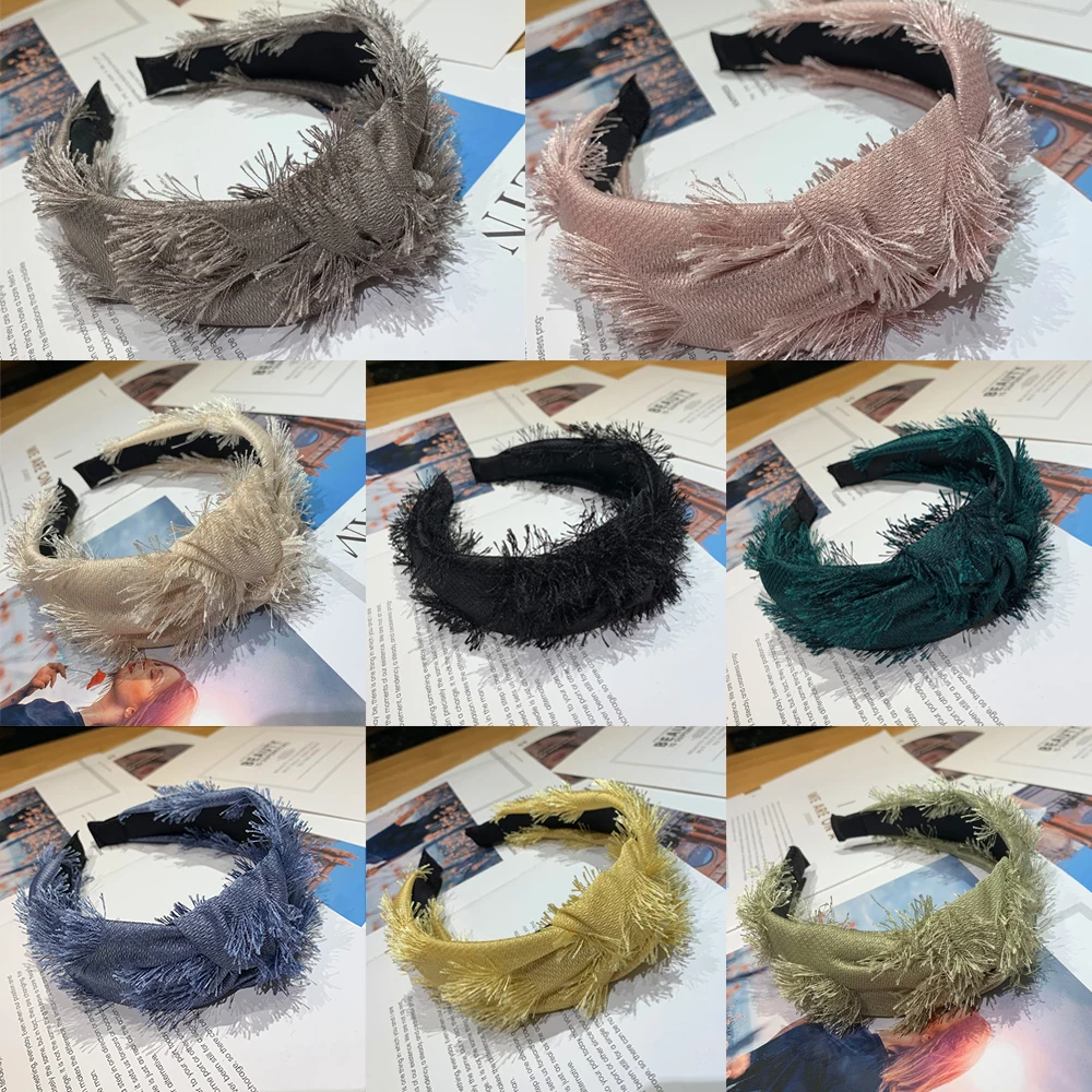 

AOWOFS Korean Girls Wide-width Super Fairy Hairpin Headband Peacock Flower Washing Fabric Hair Hoop Hair Band Solid 8 Colors