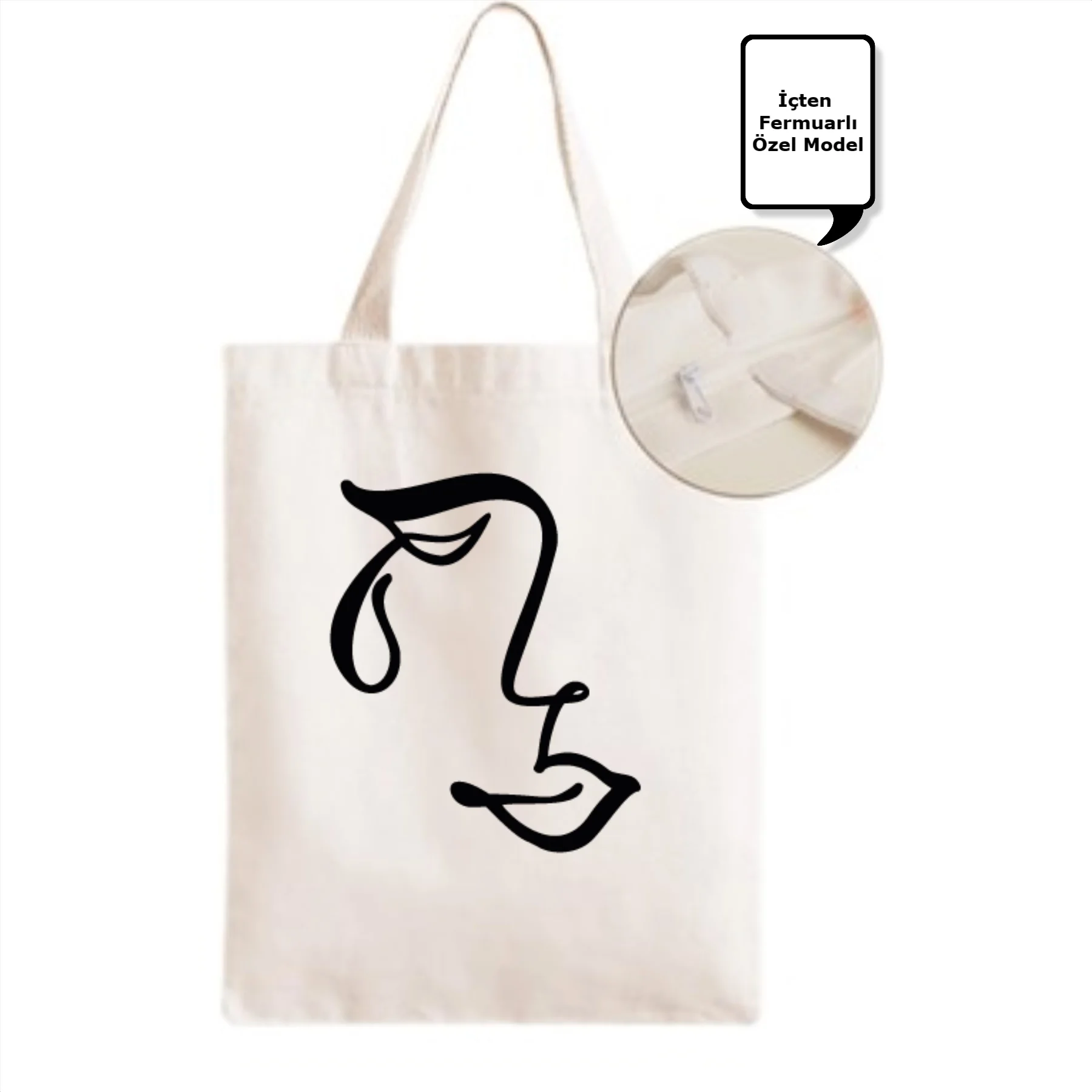 

Charcoal Abstract Face Themed Zipper Cloth Bag-4