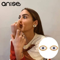 anise metal creative white eyes stud earrings for women jewelry fashion punk earrings accessories mujer