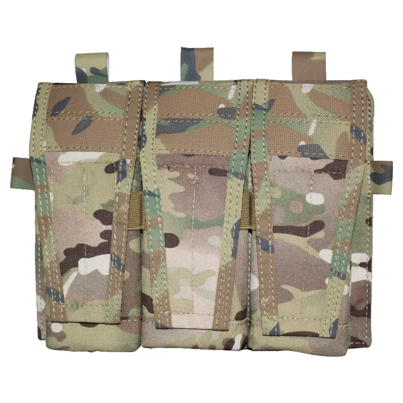

DRAGON EDGE Tactical AVS Detachable Flap M4 M16 AR15 5.56 .223 Triple Magazine Pouch Hook & Loop Mag Holder Ammo Bag -MC