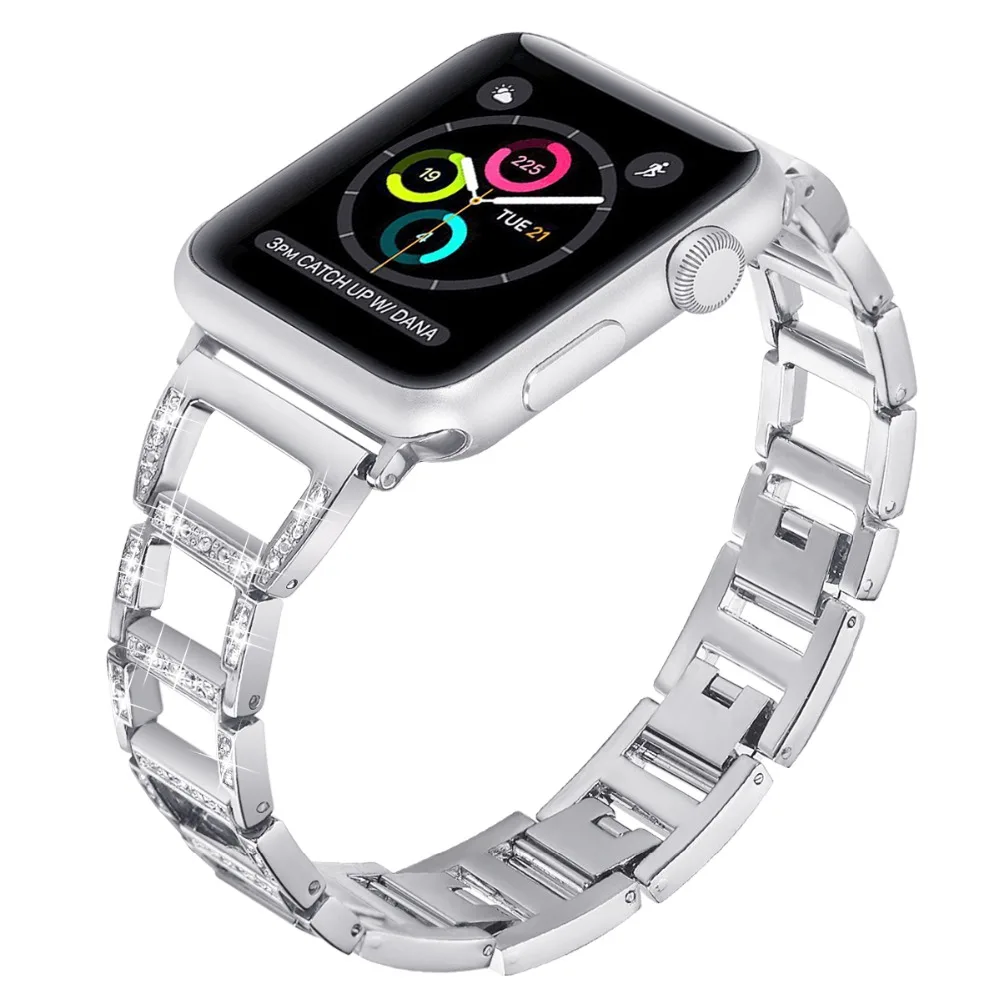 Алмазный браслет со стразами для Apple Watch Series 1 2 3 4 металлический ремешок из