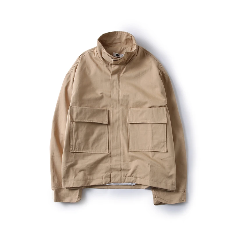 Мужская оригинальная рабочая одежда Свободное пальто цвета хаки/черного уличная