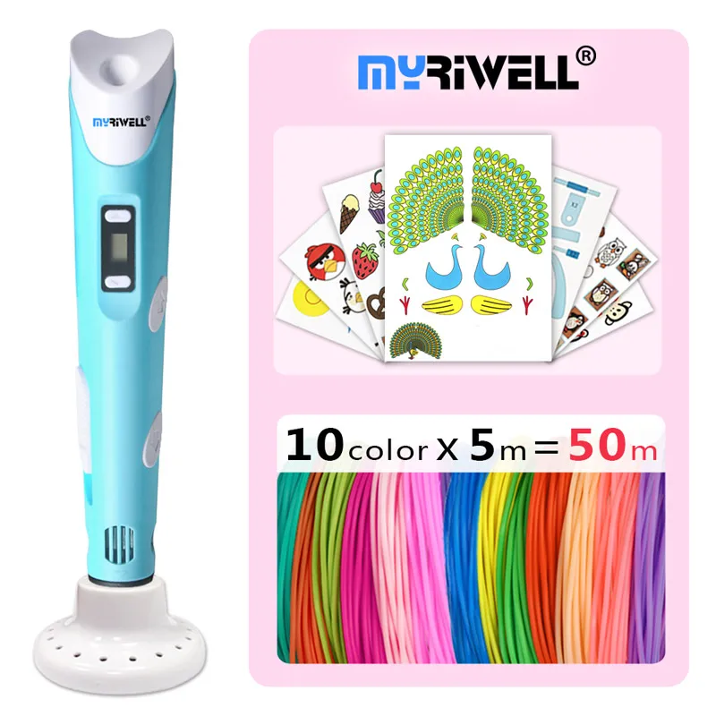 3d ручка myriwell светодиодный дисплей нить из АБС/пла 3 d модель умная идеальная для