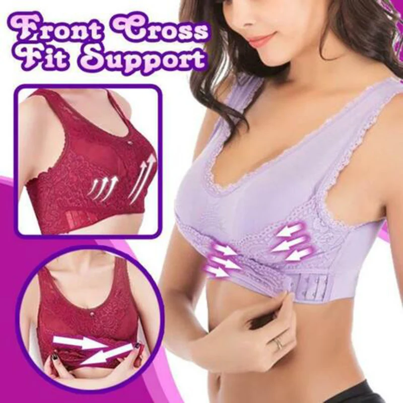 Удобный бюстгальтер с полной поддержкой кружевной Бралетт однотонный передней