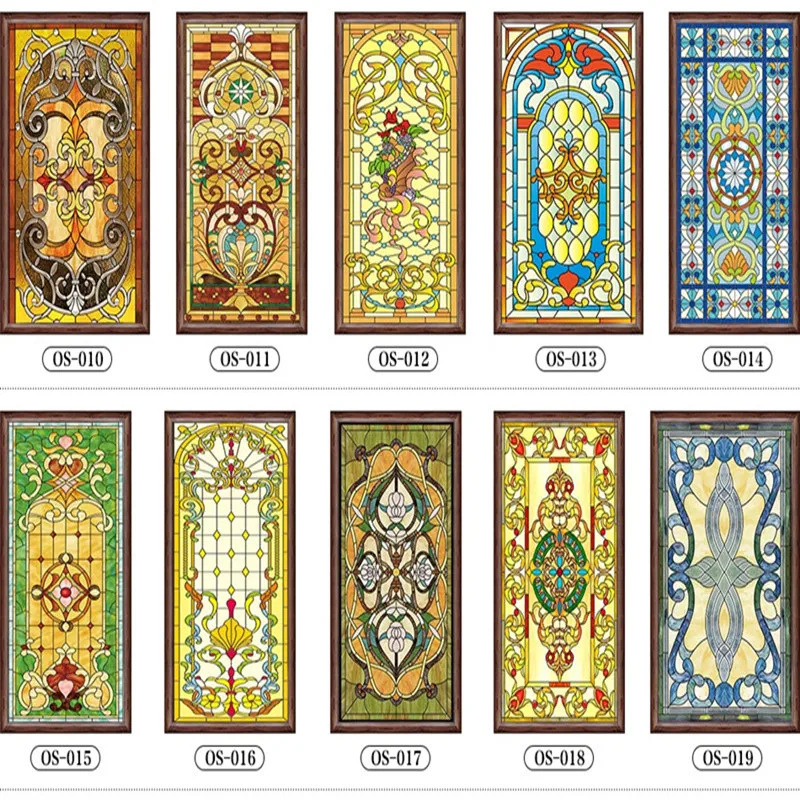 

European Church Self-Adhesive Glass Sticker Color Retro Bathroom Window Decoration Film Shading Anti-Peep Sunscreen Fensterfolie