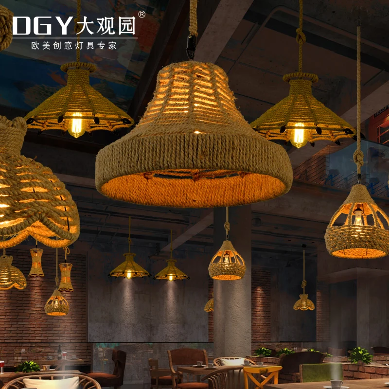 Американский кантри Сад магазин одежды кафе ретро люстра веревка бар проход