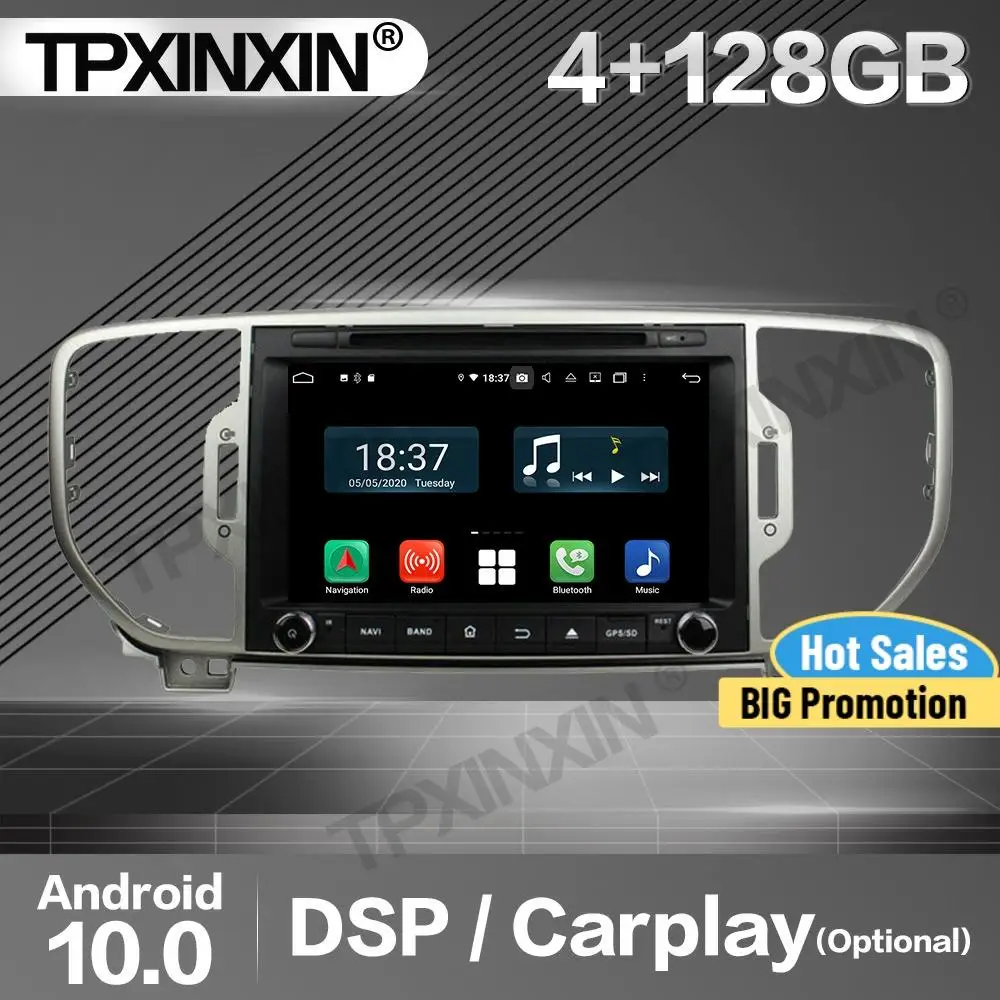 

Автомагнитола Carplay 2 Din, 128 ГГц, стерео-приемник Android 10 для Kia Sportage 2016, GPS-навигатор DAB, аудиомагнитофон, головное устройство