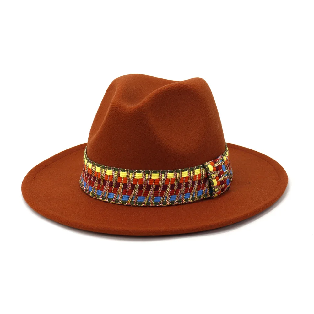 

ZLD Winter trend new style men cap gentleman retro autumn ladies flat brim big edge straight side jazz hat women Fedoras hat