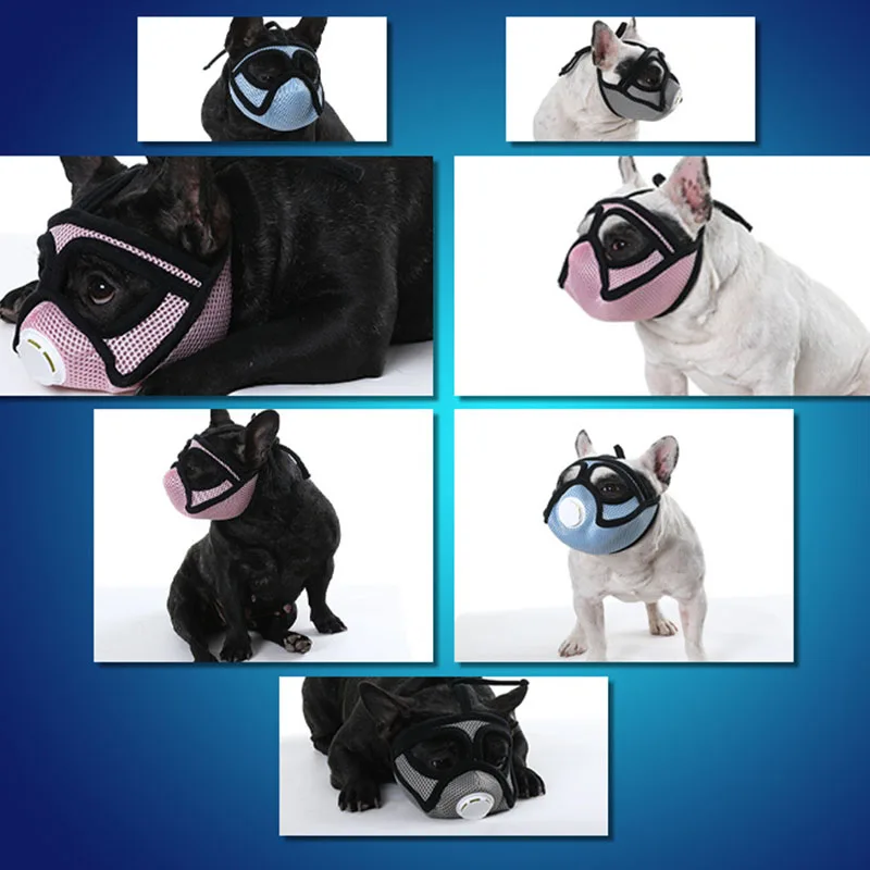 

Muzzles for a Short Snout Dog Muzzles with Breather Valve Breathable Mesh Pug Bulldog Muzzle for Biting Chewing Bark Train Mask