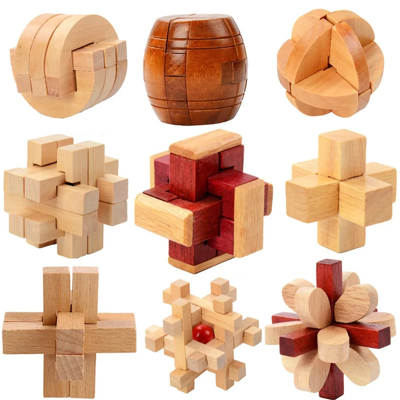 New Design IQ Brain Teaser Kong Ming Lock 3D Wooden Interlocking Puzzles Game Toy Bamboo Small Size For Adults Kids | Игрушки и хобби