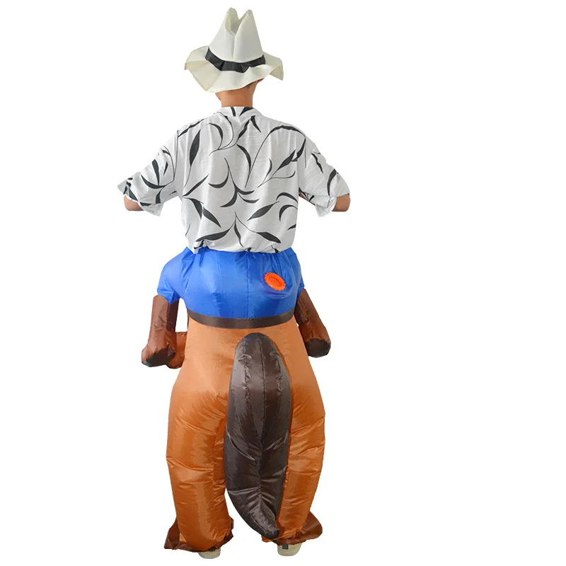 

Adult Warrior Riding Horse Inflatable Costumes Woman Men Halloween Cosplay Cartoon Mascot Doll Party Role Play Dress Up Outfit