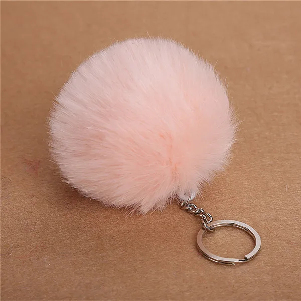Light Pink 8 см пушистые шарики из меха кролика рекс, брелок из искусственного меха кролика, брелок с меховым помпоном, брелок для автомобиля, сумка, подвеска, 30 цветов - Цвет: Light Pink