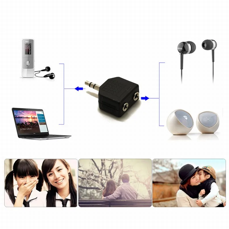 Разветвитель для наушников с двойным разъемом 3 5 мм адаптер 1 штекером на 2