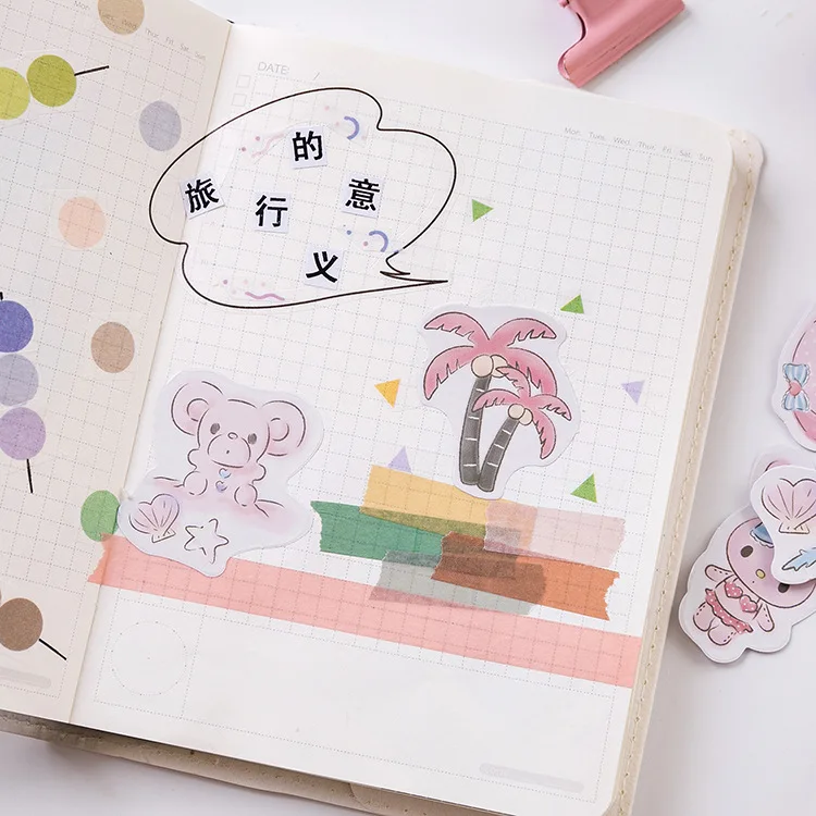 

45Pcs/box Cute Cartoon Animal Rabbit Stickers Scrapbooking Diary Notebook DIY Decorative Stickers School Stationery Supplies