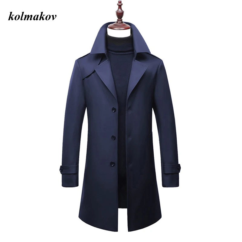 

New Arrival Style Men Solid Trench Coat Fahion Casual Single Button Epaulet Long Loose Trench Jacker Overcoat Dress Size M-4XL