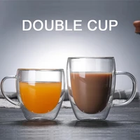 2pcs double wall glass mug resistant tea beer mug milk lemon juice cup drinkware lover coffee cups gift verre double paroi