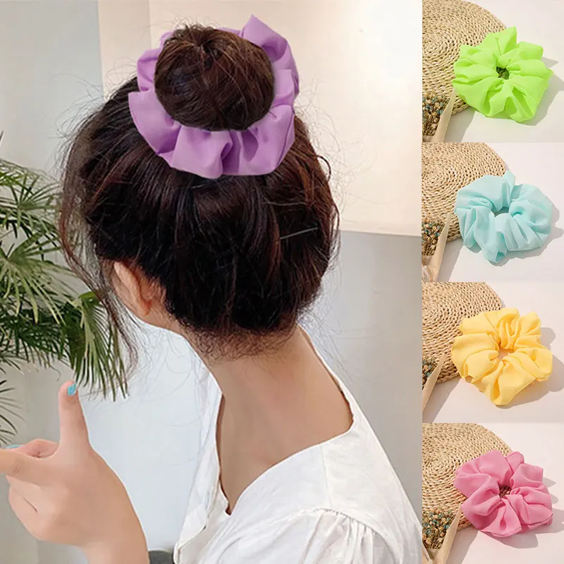 

1 шт. негабаритных пятно резинка для волос Для женщин шифоновое резинка для волос резинки для волос для девочек Головные уборы Donut сцепление ...