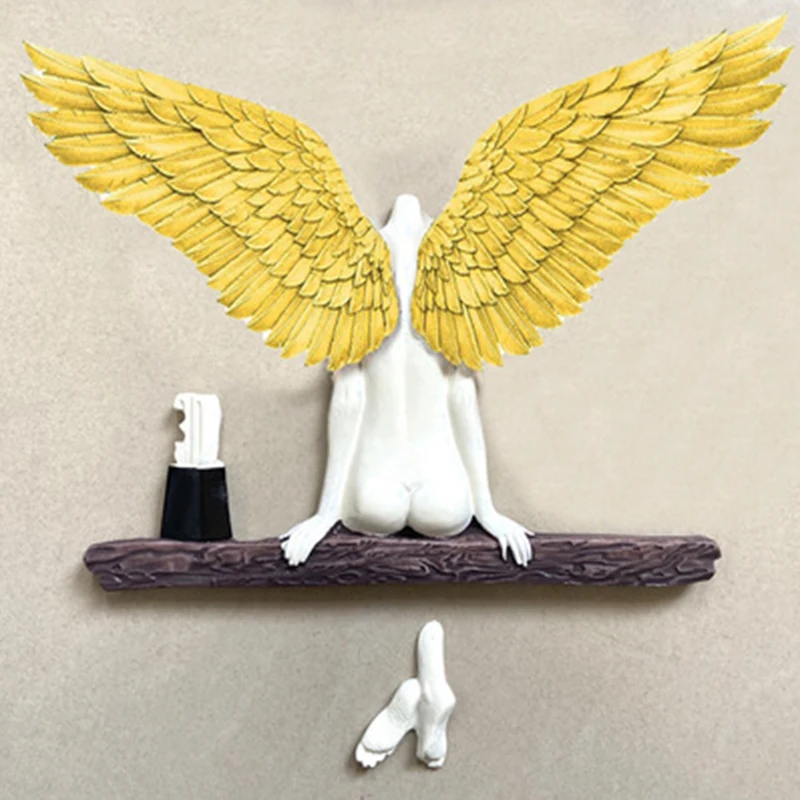 

3D Statue Angel Wings Resin Figurine Modern Art Crafts Sculpture Wall Decoration Ornaments Garden Home Decoration