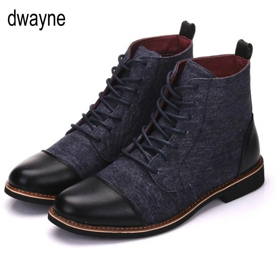 

Male Lace Up Warm Ankle Boots Men Pu Leather Boots Winter Shoes Fashion Men Brithsh Shoes 2019