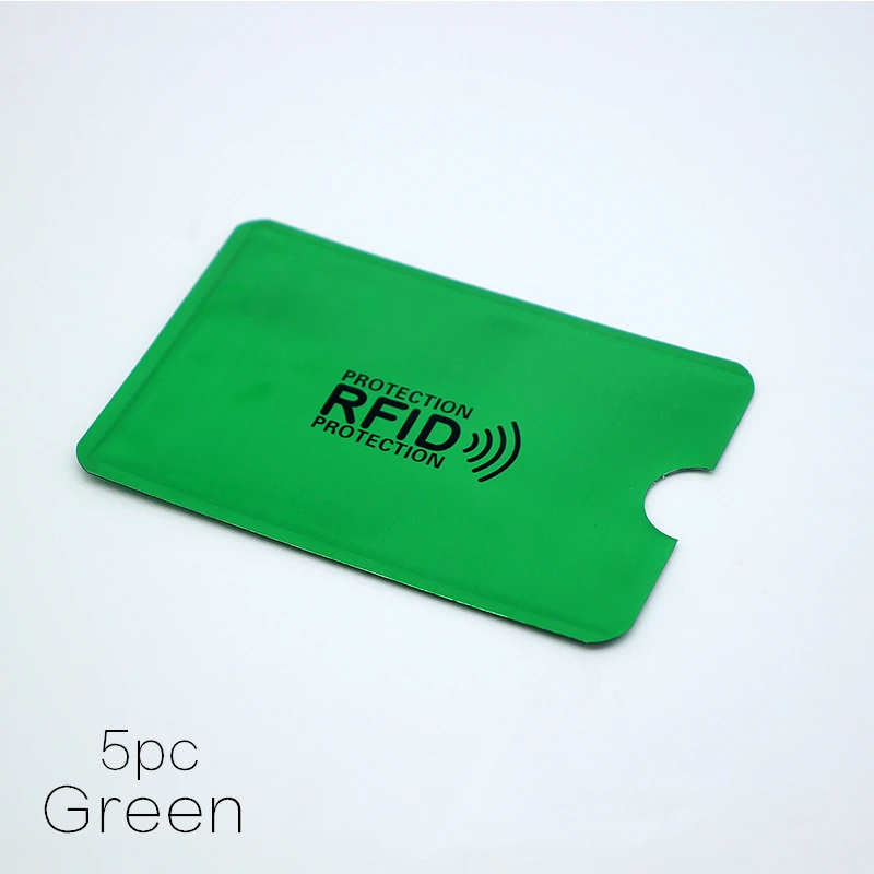 Зеленый 5 шт. Анти Rfid Блокировка ридер замок держатель для карт Id банк чехол для карт Защита Алюминиевый металлический умный Противоугонный кредитный держатель для карт - Цвет: Зеленый