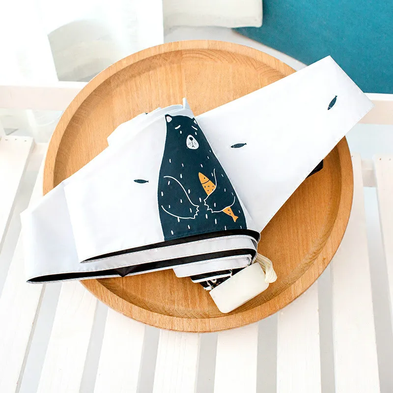 Новый складной зонт в виде медведей и рыб светильник кие маленькие детские