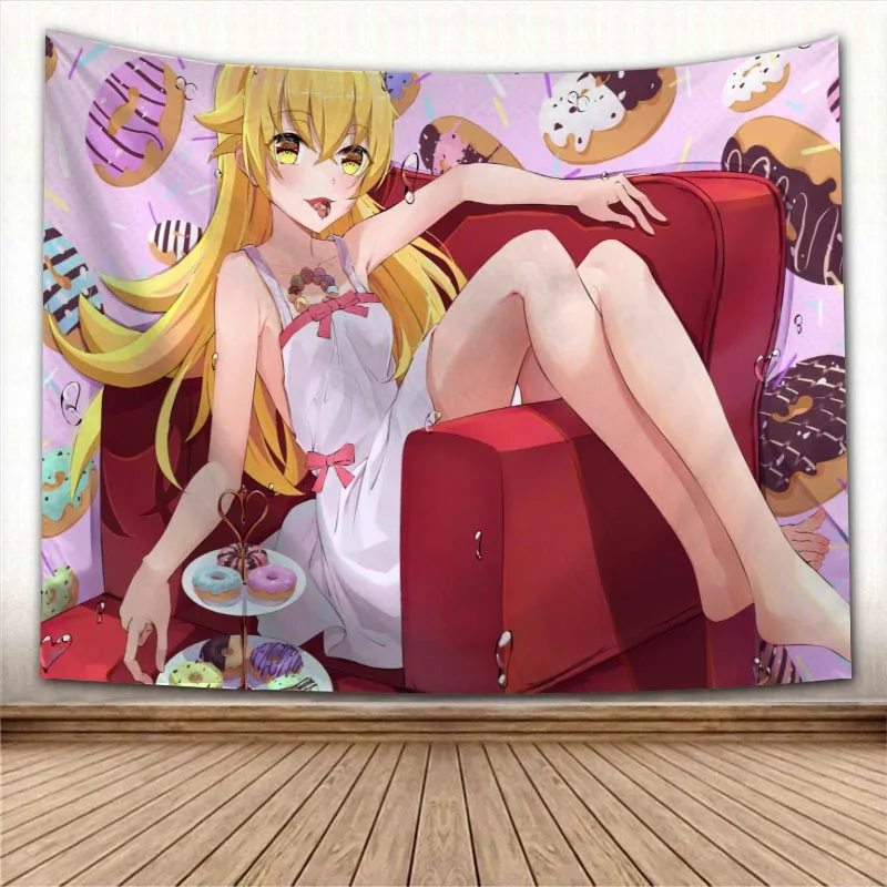 

Oshino.Shinobu Anime гобелены для девочек красочный психоделический декоративный ковер для гостиной, аксессуары для гобелены 0824