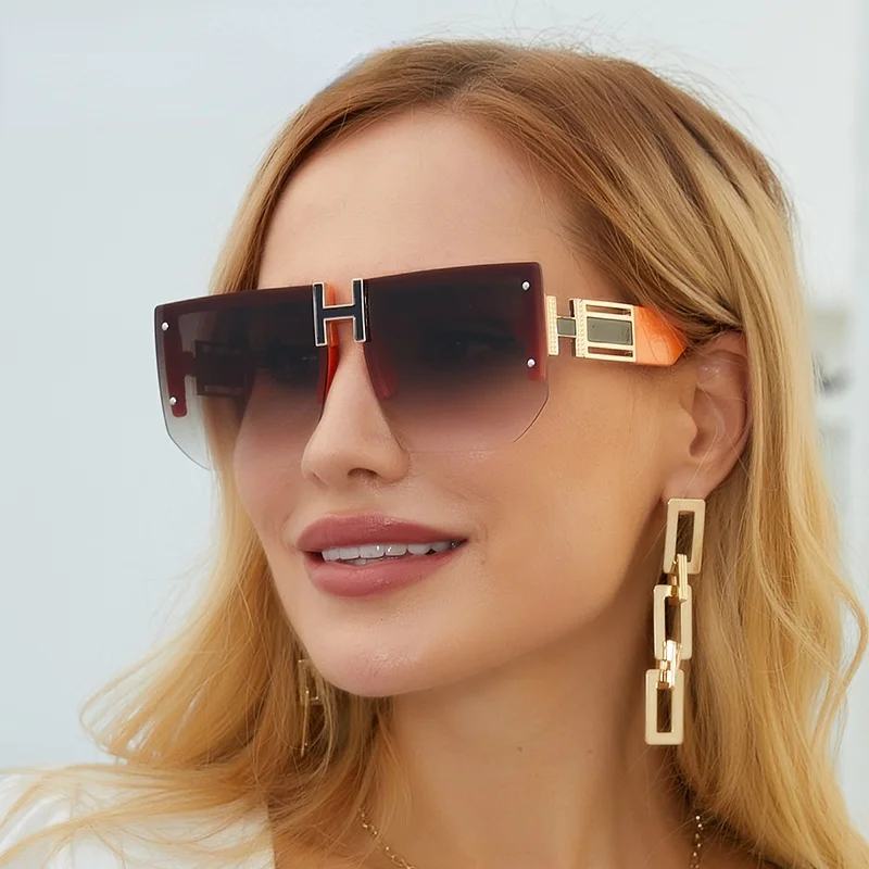

Rimless Square Blue Light Blocking Glasses Eye Protection Sunglasses Women Vintage Frameless Fashion Flat Top Shades Eyewear