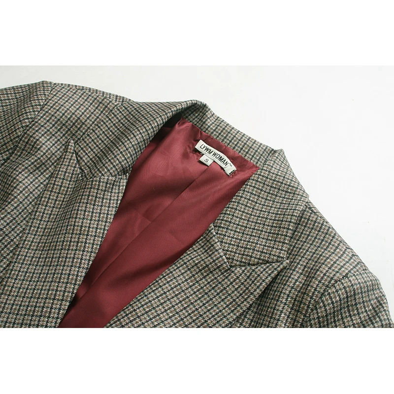 za 2019 coats and jackets women formal plaid blazer notched collar female office wear casual feminino coat top | Женская одежда