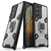 magnetic metal ring stand armor shockproof case for samsung galaxy s21 ultra s21 plus tpu bumper hard pc protective back cover