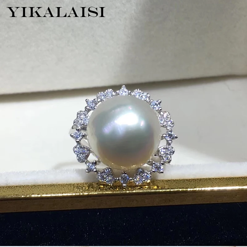 

YIKALAISI 925 Sterling Silver Jewelry Pearl Rings 2020 Fine Natural Pearl jewelry 11-12mm Rings For Women wholesale