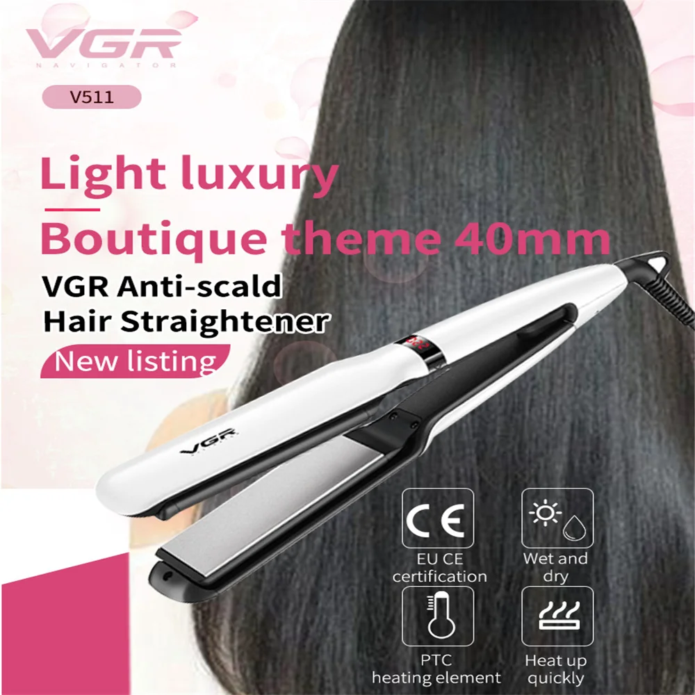 

VGR hair straightener bar splint foreign trade anti-scald heating plate 40mm tourmaline ceramic Shunfa V-511