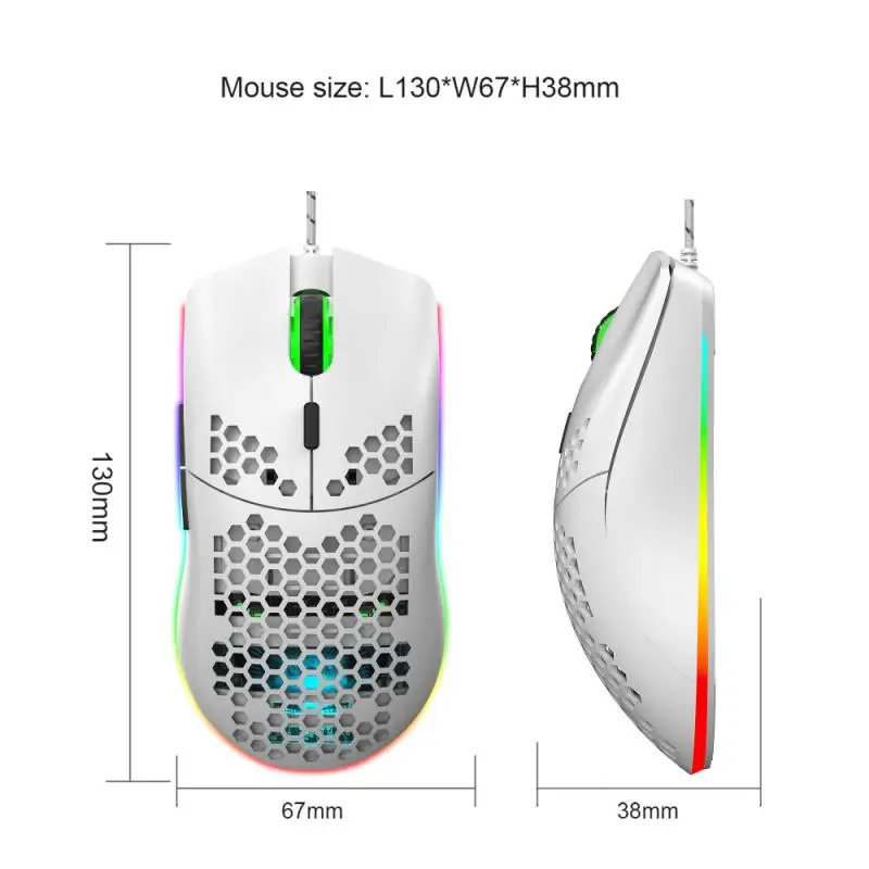 

Silent Click RGB USB Wired Gaming Mouse 6 Buttons 6400DPI Mute Optical Computer Mouse Gamer Mice For PC Laptop Notebook Game